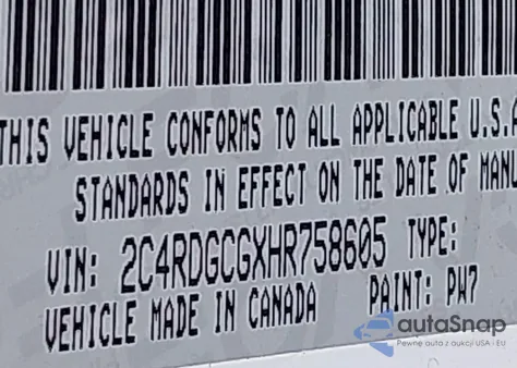 2017 Dodge Grand Caravan Sxt from USA, damaged, VIN 2C4RDGCGXHR758605